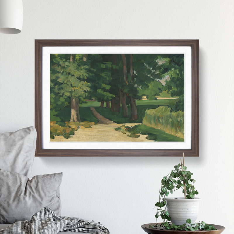 Cezanne - Allee Im Jas De Bouffan by Paul Cezanne - Picture Frame Painting, Walnut Framed, 48cm H x 65cm W x 2cm D