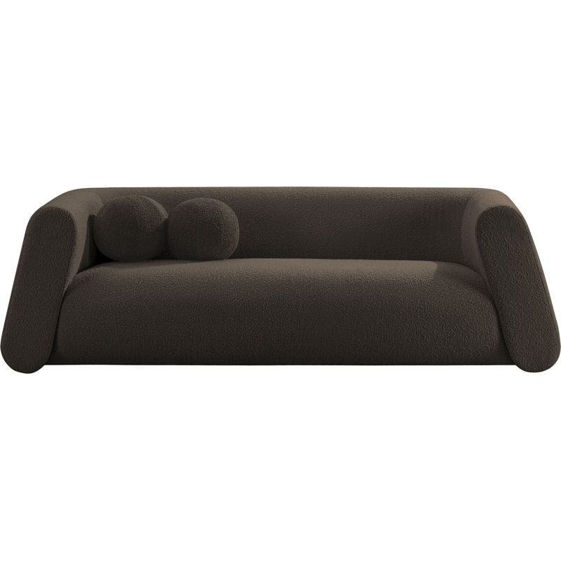 Khyryn Upholstered 91'' Sofa, Brown Boucle Fabric
