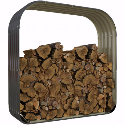 Steel Wood Shed Firewood Storage Rack, 4.7' X 1.4' X 4.7' Log Holder Outdoor Storage Shed With Rubberized Edge