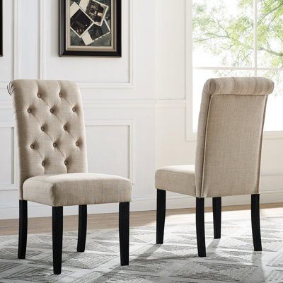 2pcs Solid Wood Chairs - , Armless Design Dining Legs,