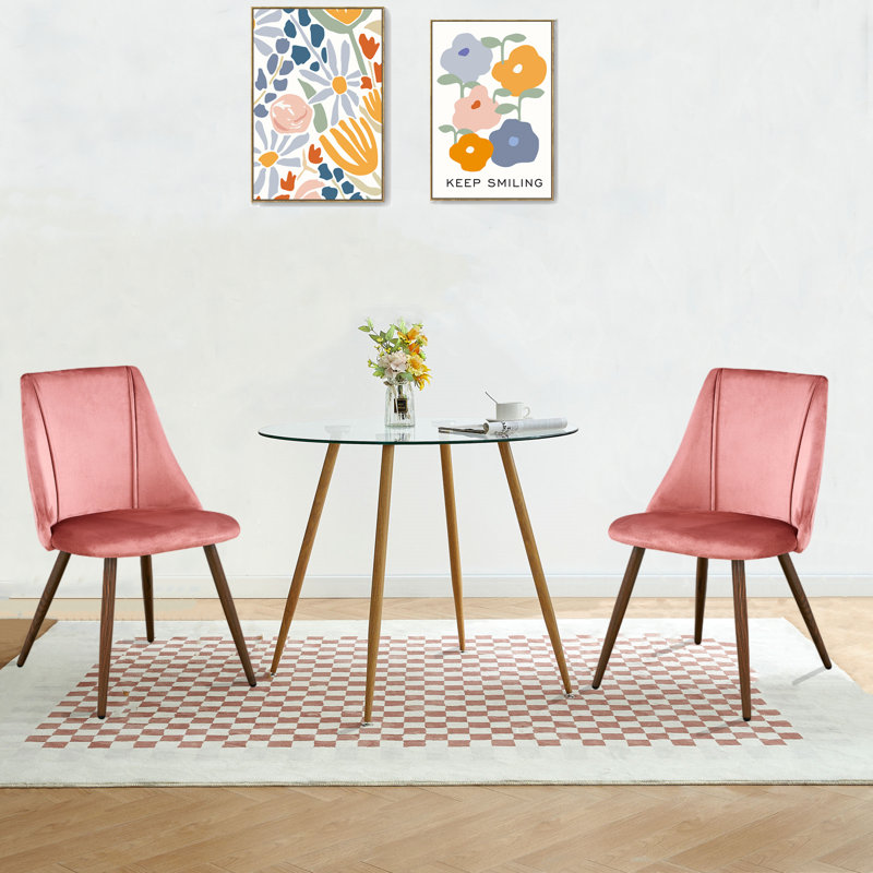 Ensemble de salle à manger Jabrina, Rose, Chêne, 1 table + 4 chaises