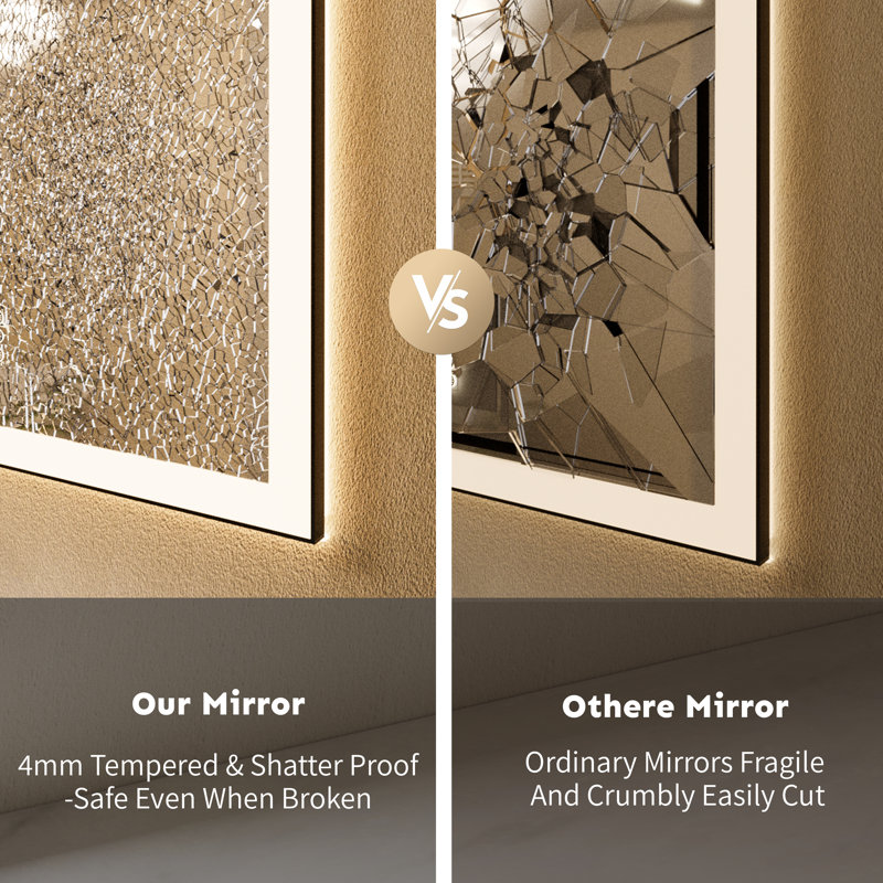 UL Certified Front & Back LED Bathroom Vanity Mirror – Anti-Fog, Tempered Glass, Black Aluminum Frame, 72"H x 40"W