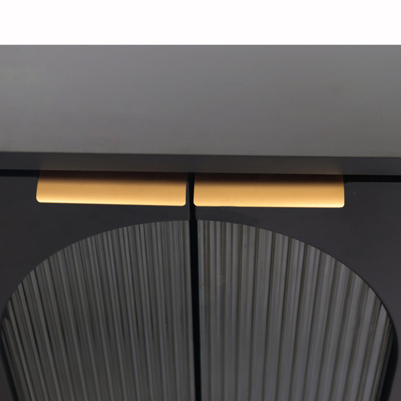 Buffet décoratif laqué avec 4 portes en verre Trin, Noir, noir, noir, noir