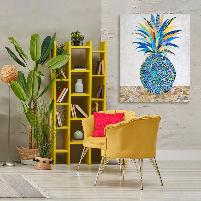 Art mural en mosaïque à motif d'ananas par Jennifer Peck, H 48 po x l 36 po