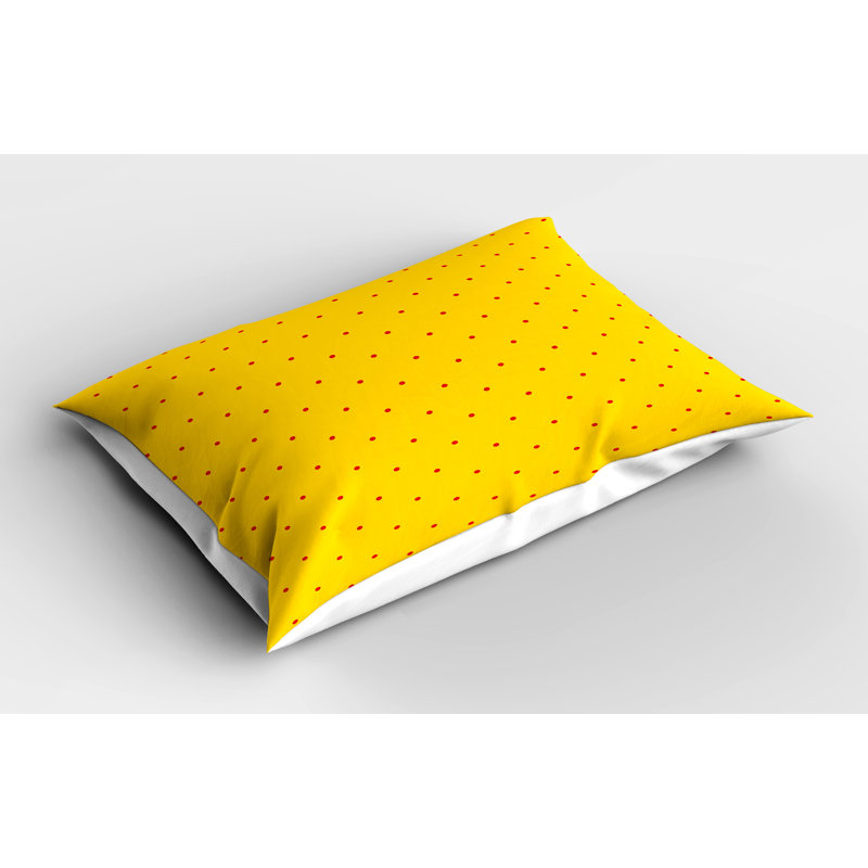Earth Yellow and Vermilion Polka Dot Microfiber Pillow Shams, 2 Pack, 30" x 20"