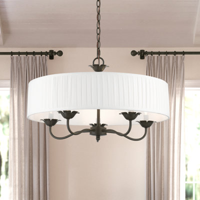 Lustre tambour 5 lumières à abat-jour Lamotte