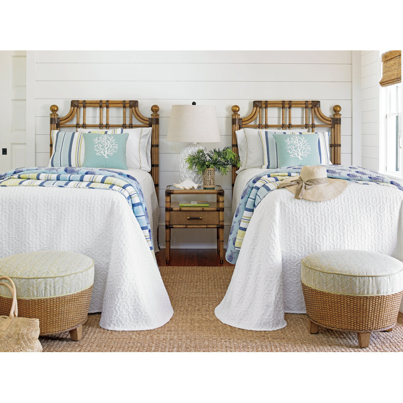Twin Palms Leather-Wrapped Bamboo Twin Headboard in Gold Leaf