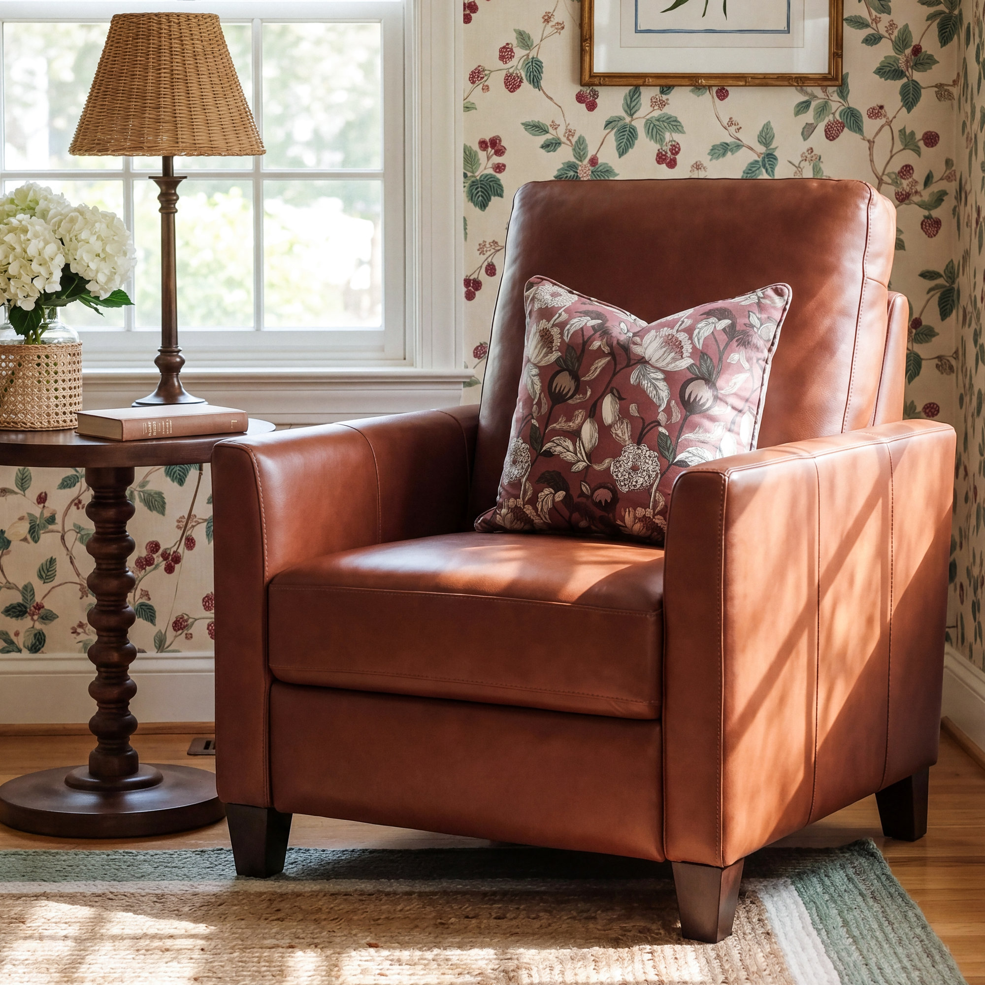 Kenneth Vegan Leather Recliner, Caramel Faux Leather