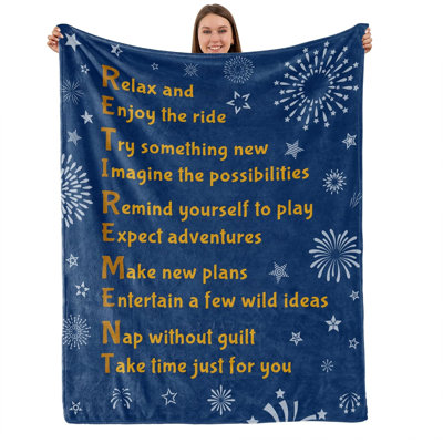 Best Retirement Gifts for Women Men, Going Away Gift - Happy Retirement Throws Blanket for Teachers Grandparent Friends Coworkers (Deep Blue, 80x60)