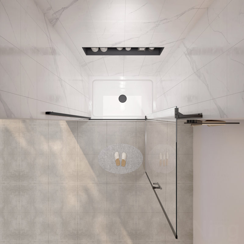 Porte de douche à ouverture pivotante universelle à gauche et à droite de 32 à 36 po x H 72 po - ouverte à l'extérieur, avec verre trempé de 1/4 po et 5/16 po