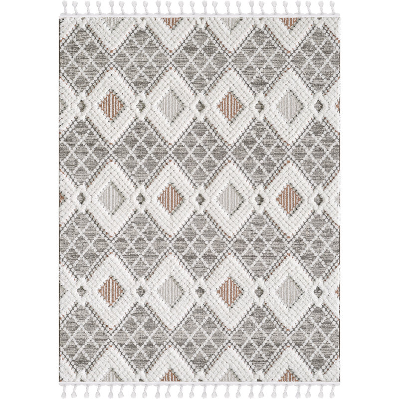 Tapis orange à poils longs Dili Twinkle, Rectangle 7 pi 7 po x 10 pi