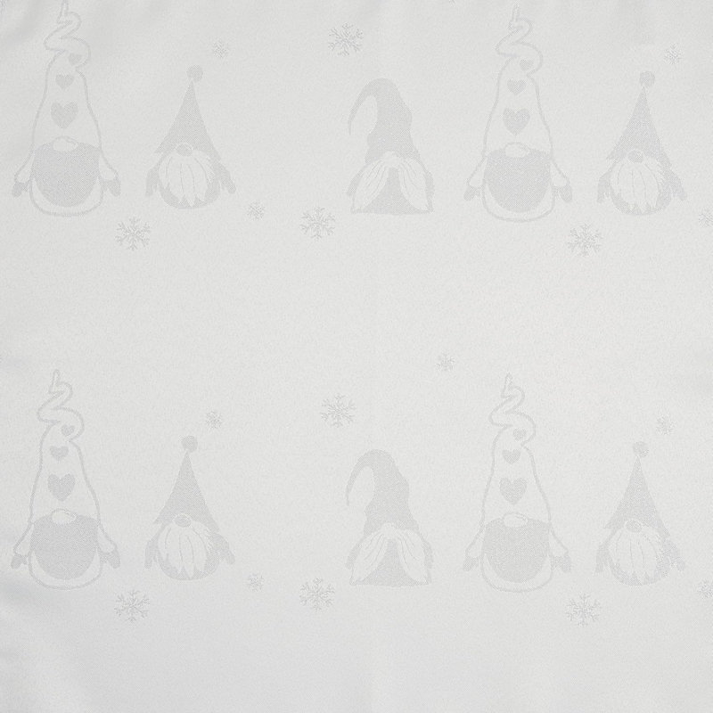 Christmas Tablecloth Metallic Gonk Theme Embossed Design, 132cm W x 178cm L, White
