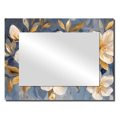 Lueur dorée de rhododendron S Blush II - art mural miroir floral - imprimé sur métal