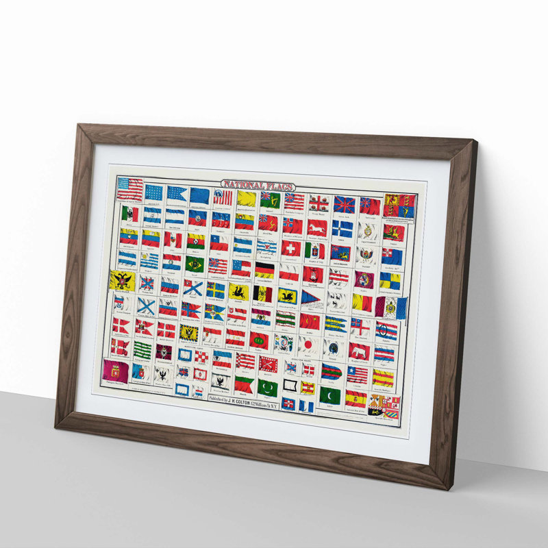 National Flags - Framed Print, Walnut Framed, 48cm H x 65cm W x 2cm D
