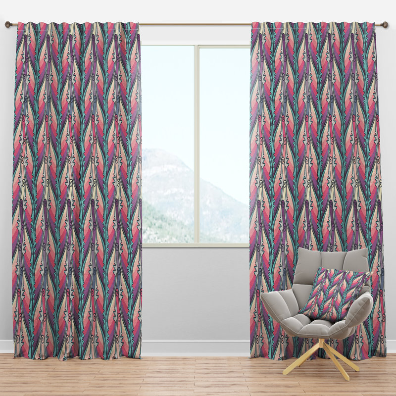 Motif floral abstrait - panneau de rideau simple semi-transparent bohémien et éclectique floral, l 52 po x L 108 po