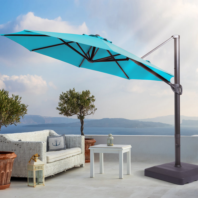 Parasol en porte-à-faux 11 pi avec base Marlon, Bleu
