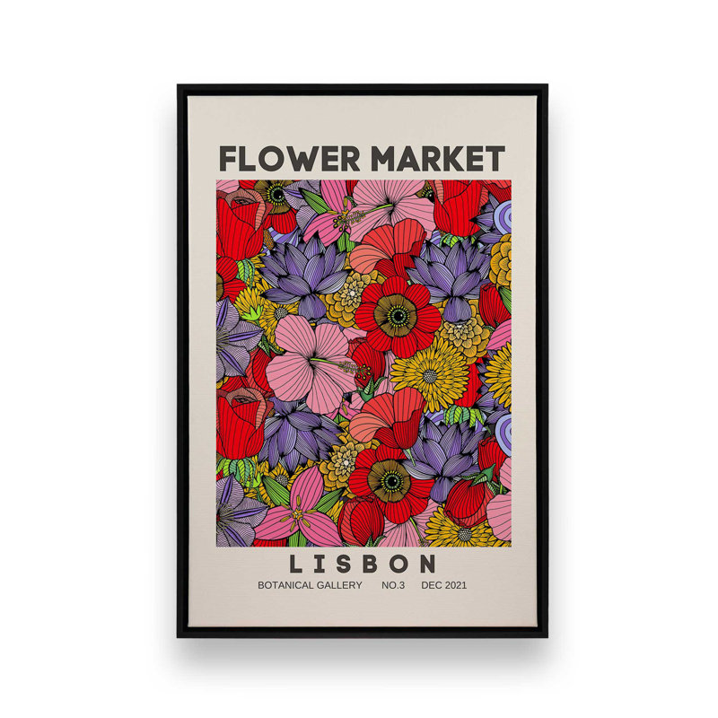 «Lisbon in Bloom», reproduction sur toile dans un cadre, H 18,75 po x l 12,75 po, Noir satiné