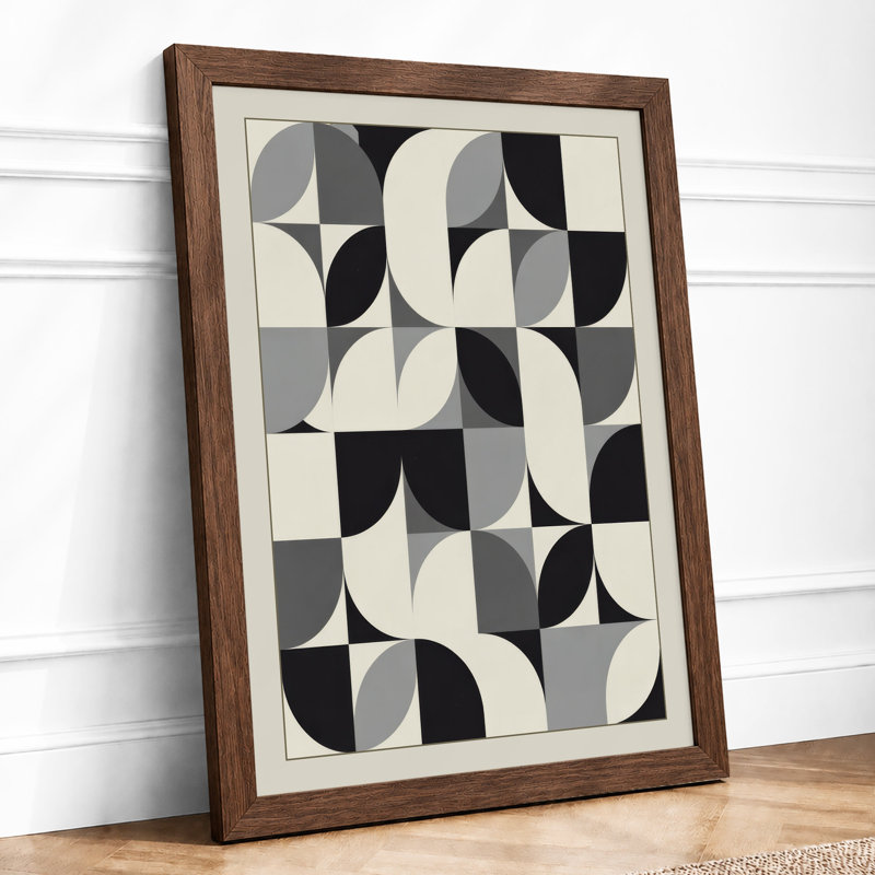 Turning Squares Geometric - Framed Print, A3 - 42.0 x 29.7 cm, Walnut