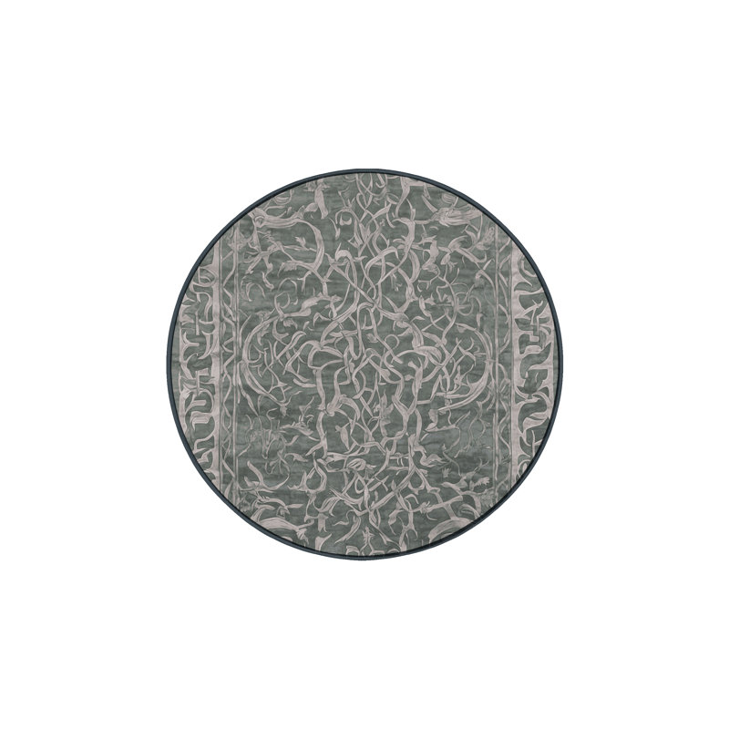 Machine Washable Gray Area Rug, Round 3'