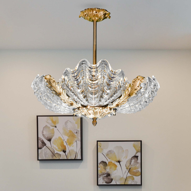 Luminaire suspendu 4 lumières coquillage transparent