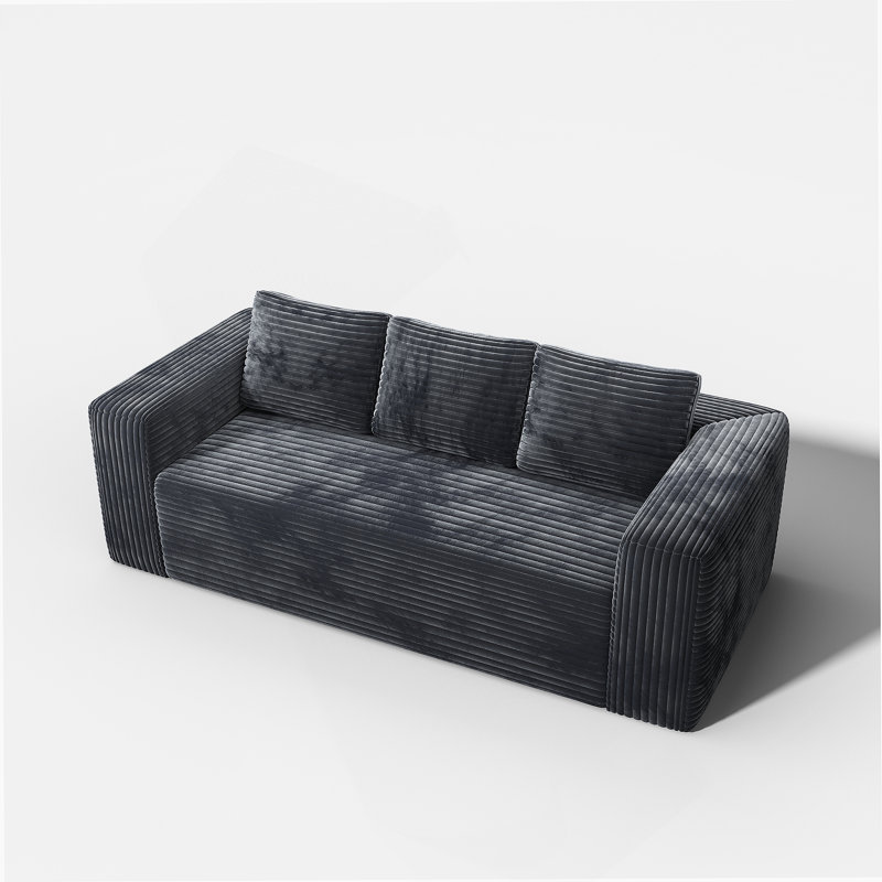 Boneless Cloud 2-Seater Loveseat Sofa In A Box - Compressed Corduroy Deep Seat Couch, No Assembly Memory Foam Small Sofa For Apartments & Small Spaces