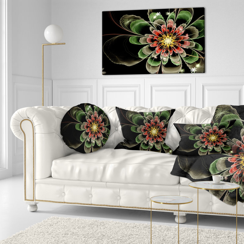 Coussin décoratif abstrait à motif floral abstrait vert