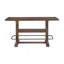 Ensemble de salle à manger de style pub, 5 pièces, fini brun, comprenant une table, un repose-pieds en métal et 4 tabourets sur une structure en bois robuste.-2125117486