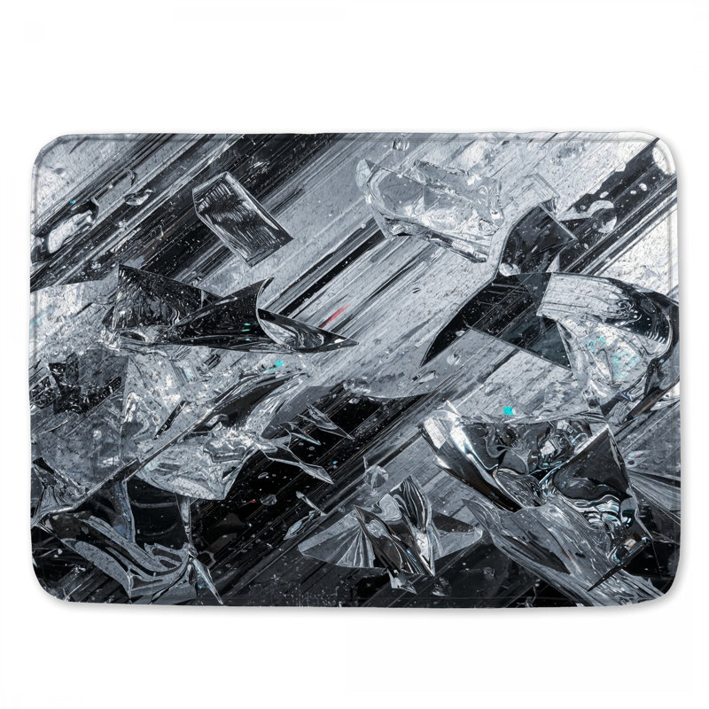 Tapis de bain métallique en verre brisé, L 24 po x L 17 po