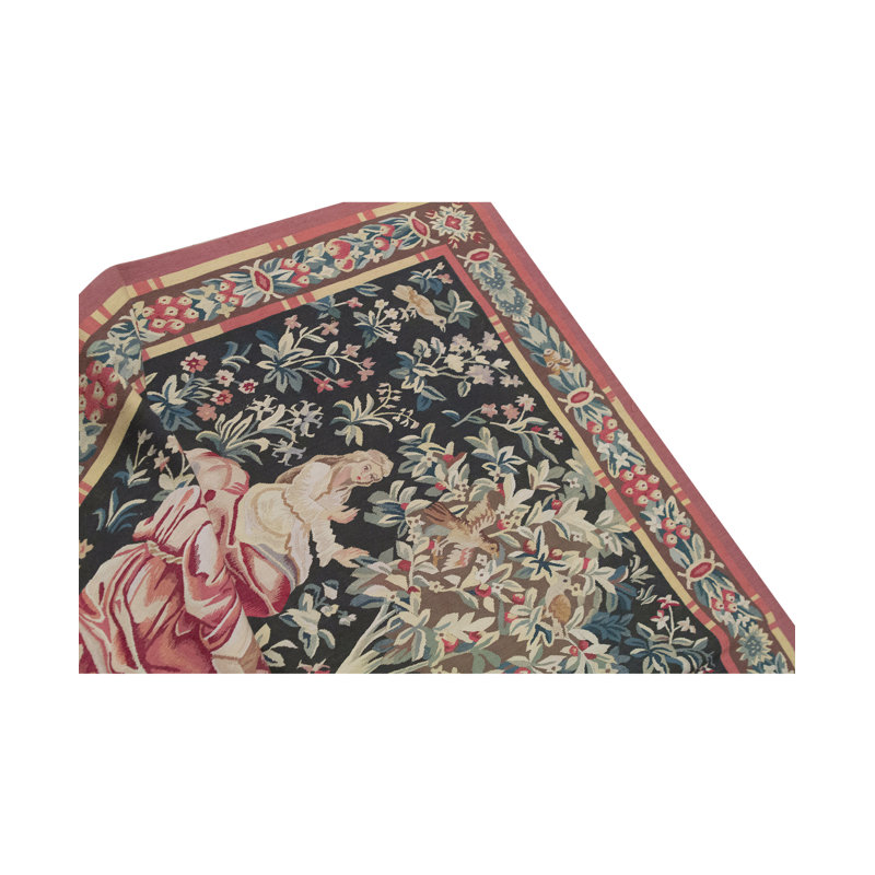 Tapis noir et rose noué à la main de haute qualité