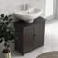 Armoire de meuble-lavabo sous le lavabo avec 2 portes et tablette réglable, café