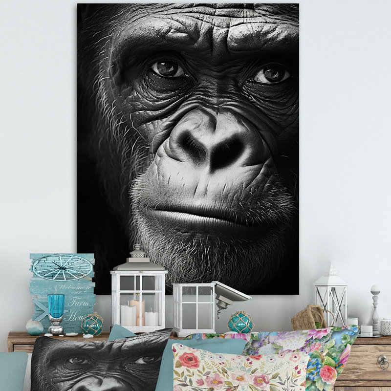 La matriarche gorille sur toile, Toile tendue, H 20 po x l 12 po x P 1 po