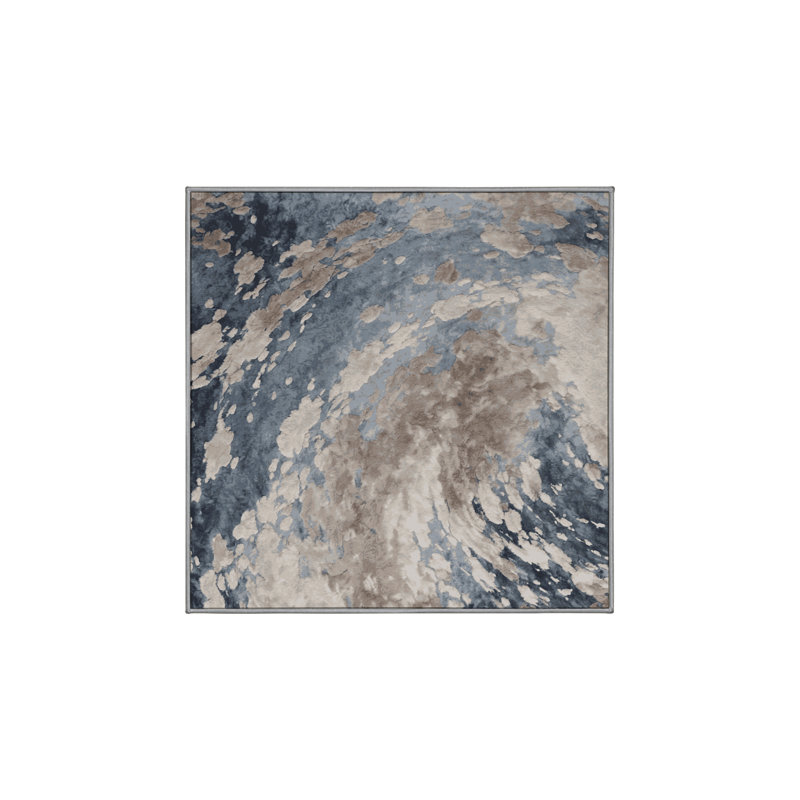 Machine Washable Gray Area Rug, Square 7'