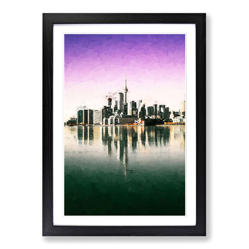 Skyline of Toronto in Canada in Abstract - Picture Frame Graphic Art Print, Black Framed, 48cm H x 36cm W x 2cm D