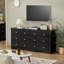 Commode double 6 tiroirs, grande commode en bois avec rangement dans la tour de salon-443563260
