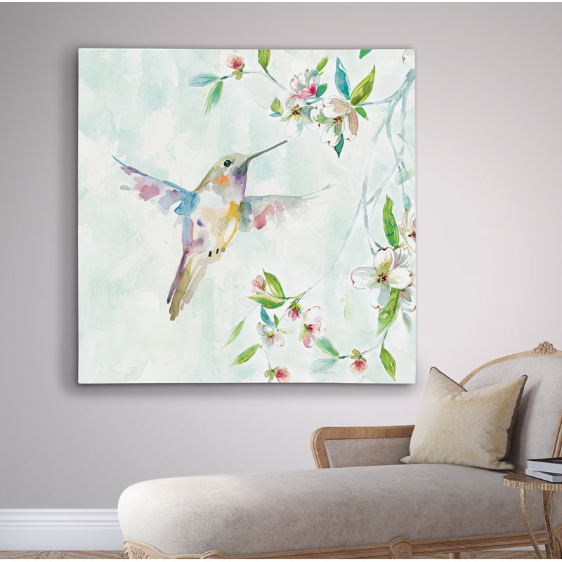 Colibri I - reproduction de peinture à l'huile sur toile, Toile tendue, H 16 po x l 16 po x P 1,5 po
