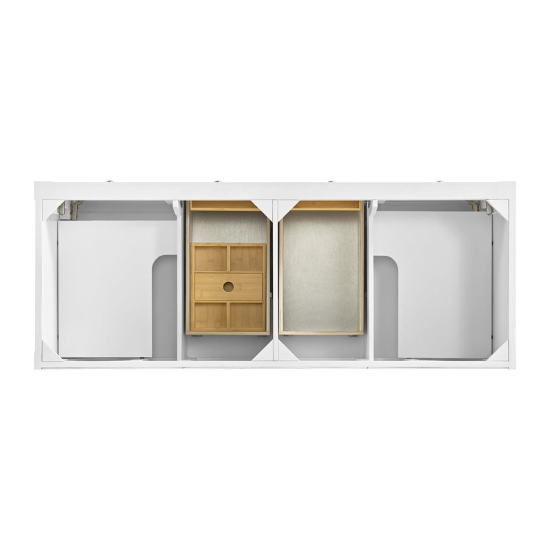 Breckenridge 60'' W Double Vanity, Bright White, Carrara White Marble, Widespread