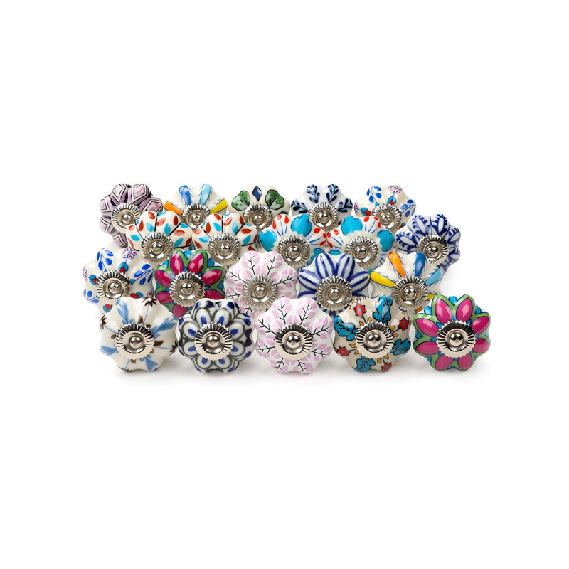 20 Pack Assorted Ceramic Cabinet Drawer Door Knobs,Multicolored