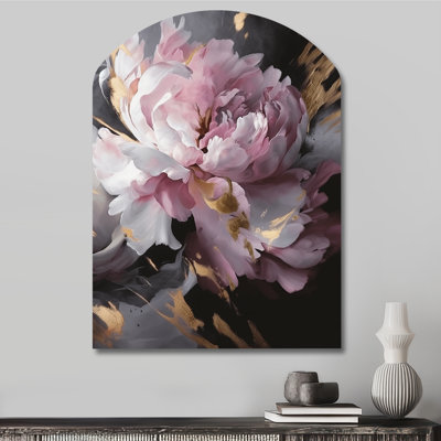 Highworth - Peonies Arch Shape Assymterical Metal Wall Sculpture