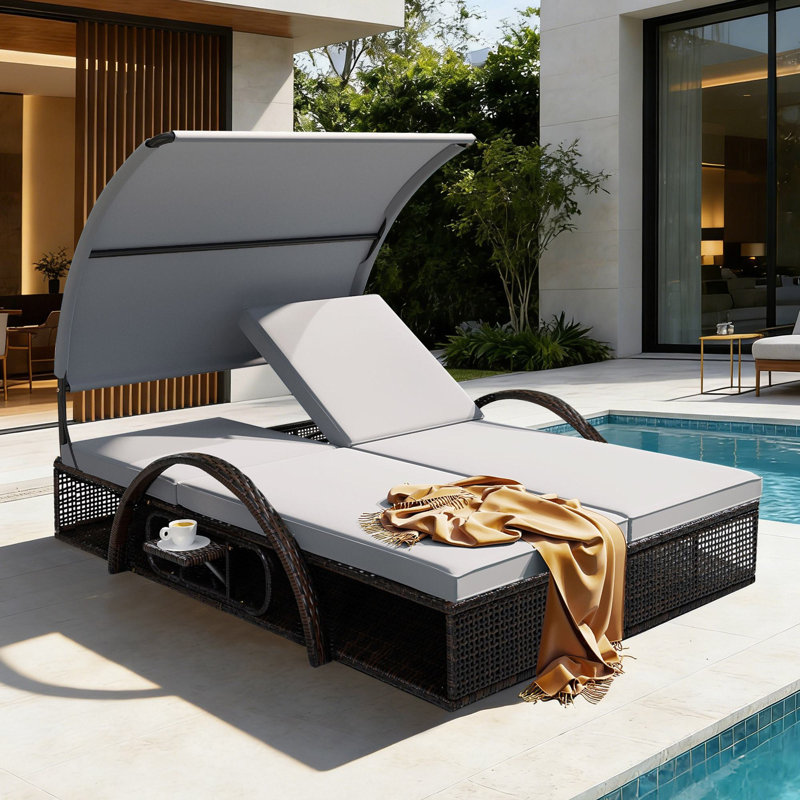 Lit de jour avec structure en acier Cadeo 72,83 "avec coussins, table d'appoint cachée, Gris
