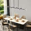 Suspension moderne noire linéaire à 8 lumières pour îlot de cuisine avec globes en verre transparent-729411336