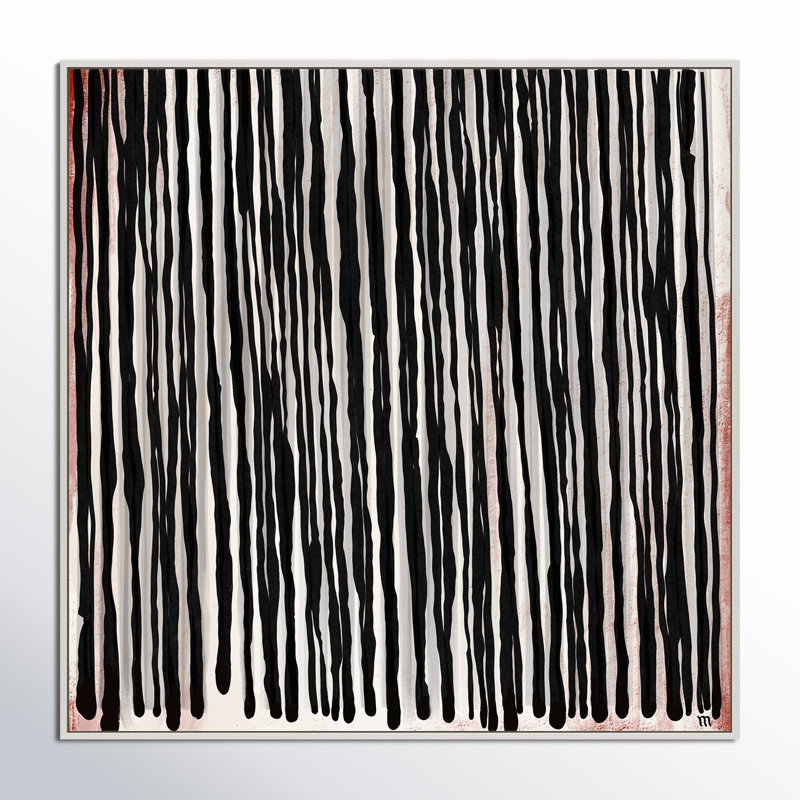 Black Waterfall by Marco Marella For Studio M, White Canvas Framed, 44" H x 44" W