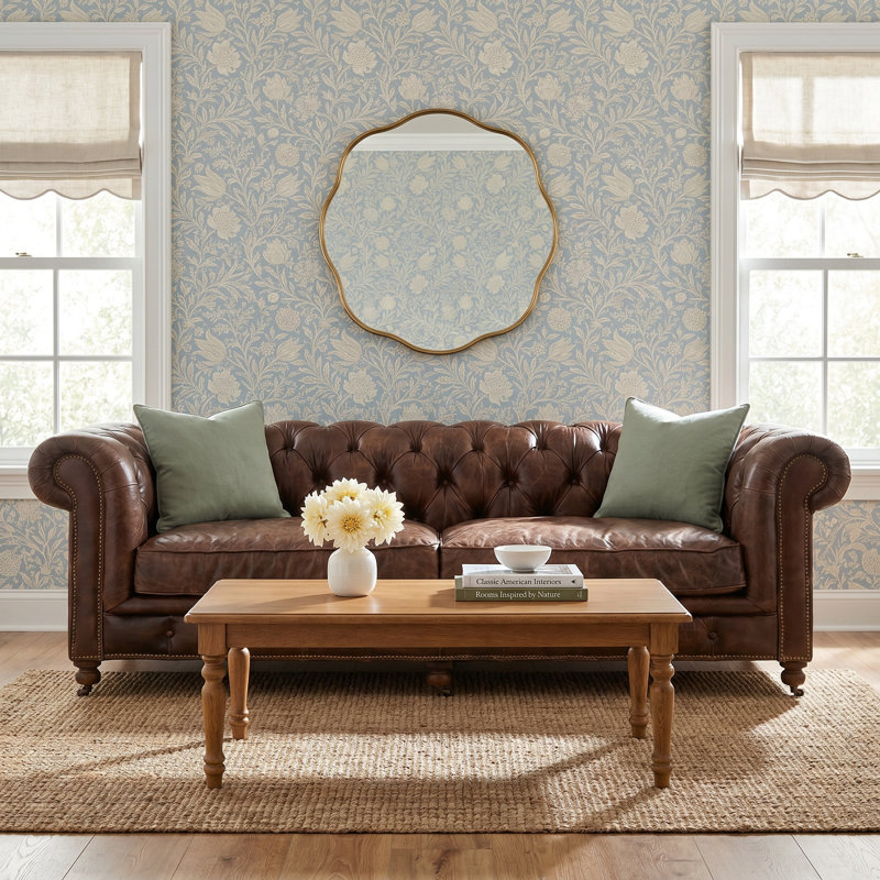 Ramon Upholstered 94.5'' Sofa, Cigar Genuine Leather