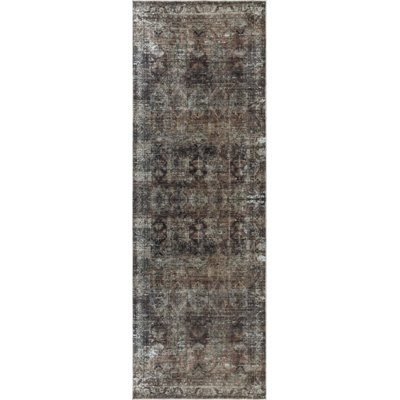 Allauddin Oriental Machine Woven Cotton/Polyester Area Rug in Brown