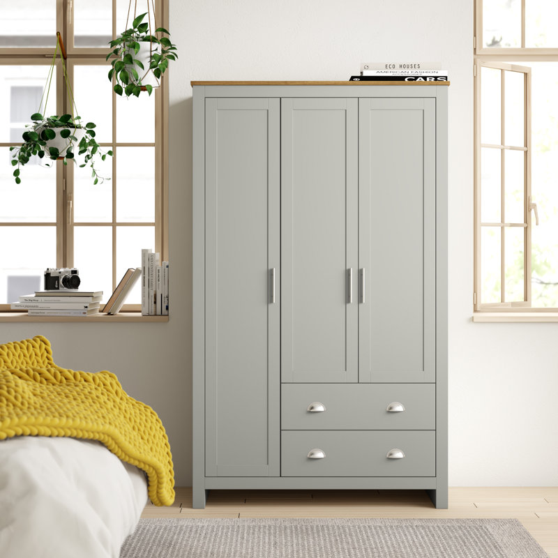 Loretta 3 Door Wardrobe, Soft Grey