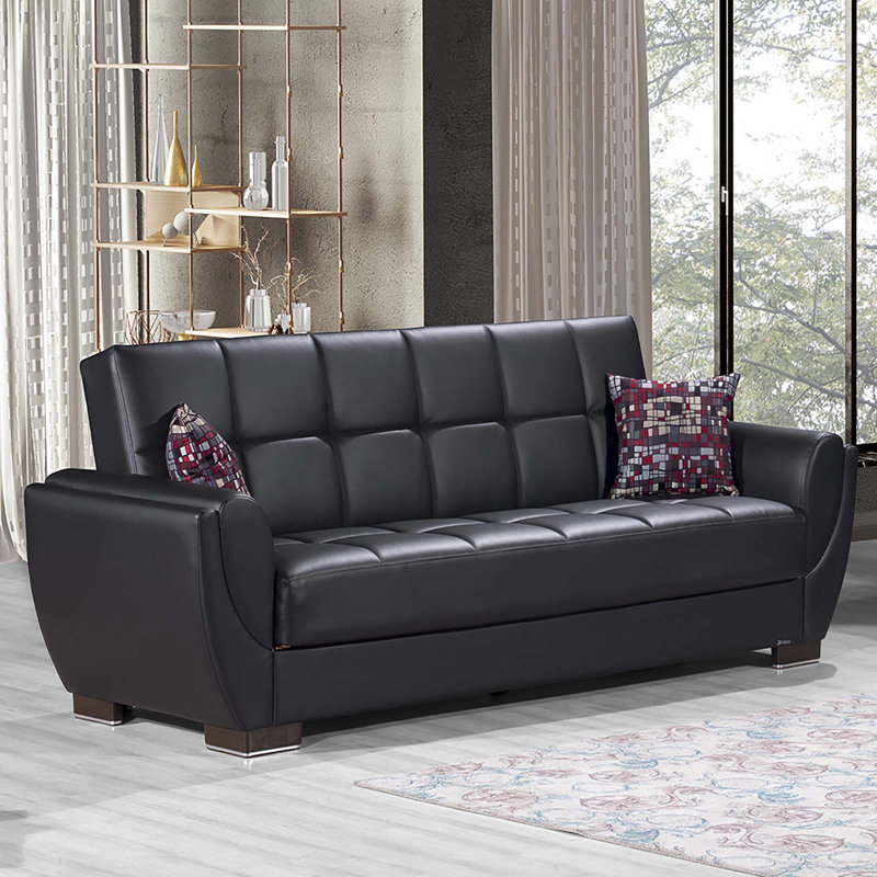 Causeuse convertible avec rangement Primenest Nimbusflow, Noir, noir, noir, noir, H 37,8 po x l 92,9 po x P 36,2 po