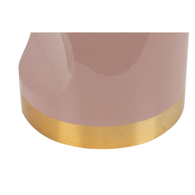 Brass Accent Stool, Pink