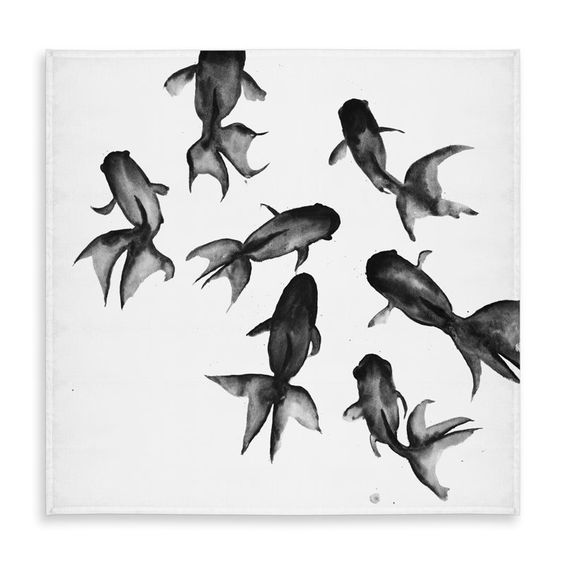 Small Black Fishes Tablecloth | Indoor/Outdoor Home Decor, Black