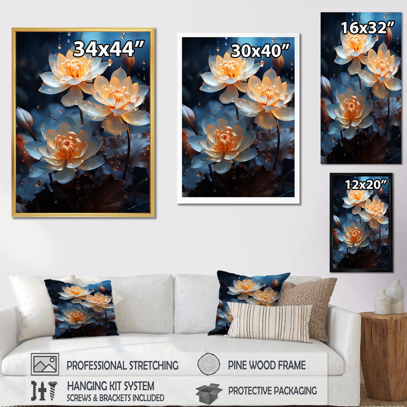 «Beautiful Rainy Lotus Dance II», reproduction sur toile, Toile tendue, H 32 po x l 16 po x P 1 po