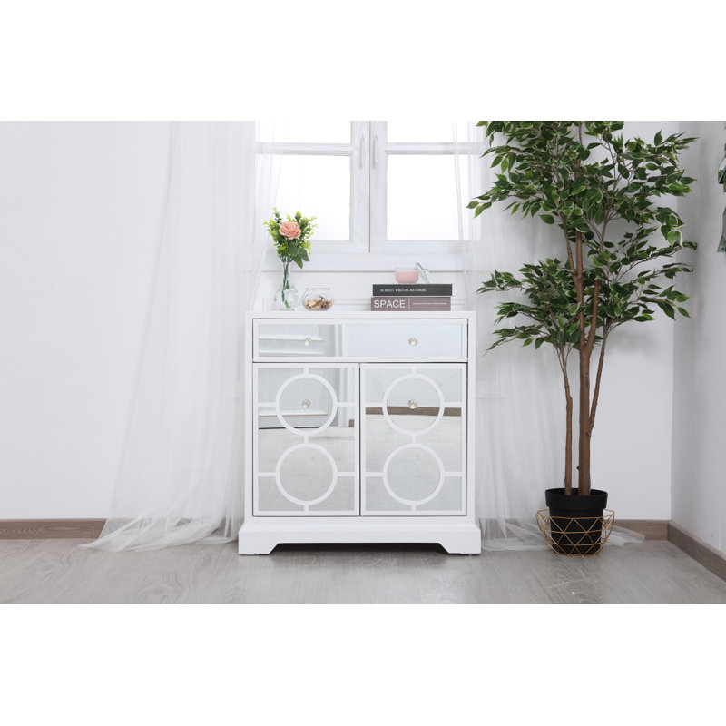 Buffet décoratif à 1 porte et 2 tiroirs Tavernia, Blanc