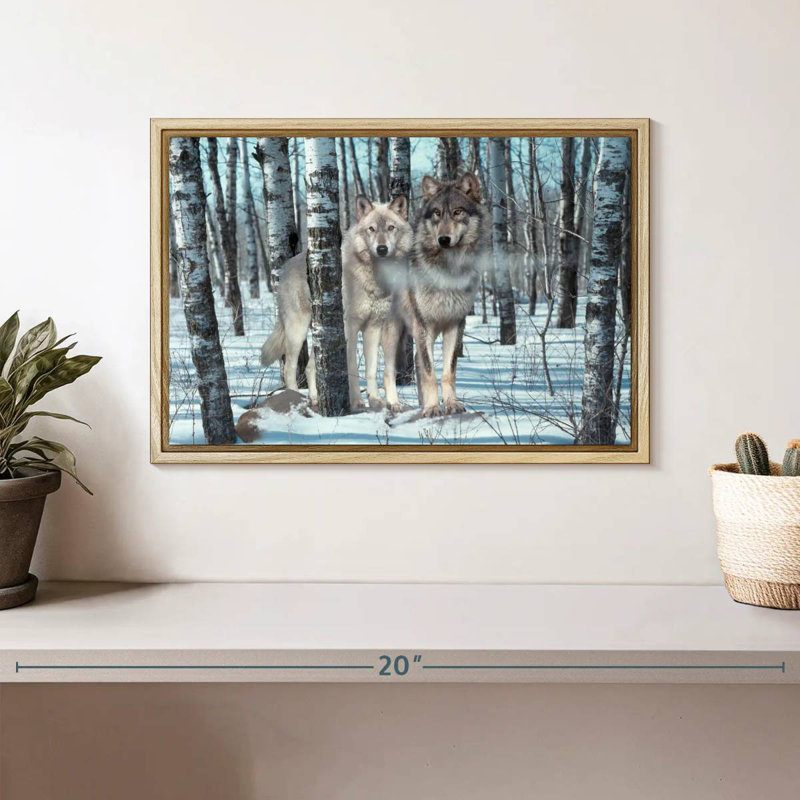 Ombres de neige, Cadre flottant en bois naturel, 13 po x 9 po
